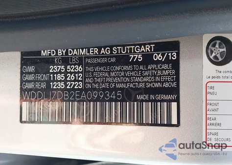 2014 Mercedes-Benz Cls 550 из США, поврежденный, VIN WDDLJ7DB2EA099345